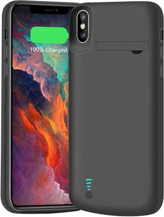 BAHOND [Upgraded Battery Case for iPhone XS Max, 6000mAh Rechargeable Extended Battery Charging Charger Case (6.5 inch) Black