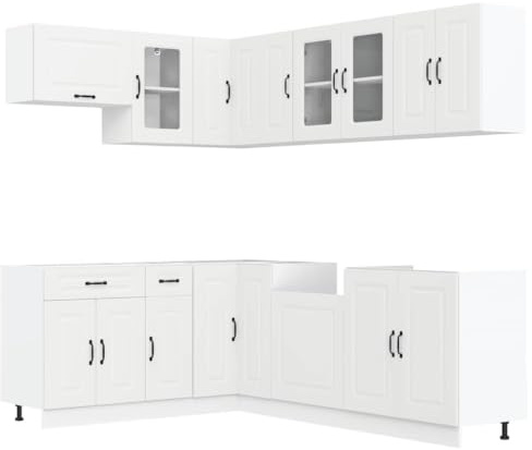 vidaXL 11 Piece Kitchen Cabinet Set Kalmar White Engineered Wood