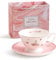 fanquare Britische Teetasse und Untertasse 1er Set, 200ml Rosa Blumen Kaffeetasse und Untertasse, Niedliches Kaninchen Keramiktasse Nachmittagstee Party Geschenke für Frauen Mädchen