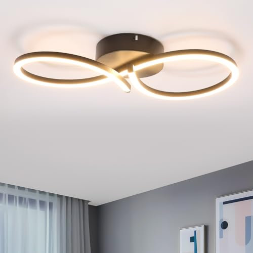 Homefire Deckenlampe LED Deckenleuchte Wohnzimmer - 24W Wohnzimmerlampe Modern Kreative Design Schwarz Küchenlampe 3000K Warmweiß Schlafzimmerlampe Flur Metall Deckenleuchten für Küche Büro