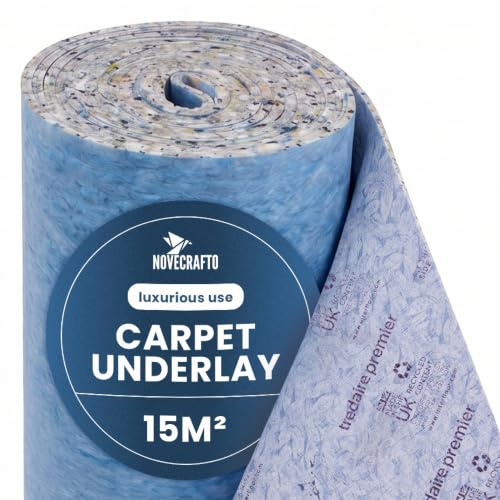 NOVECRAFTO 11mm Premium Carpet Underlay, 15m² – High-Density PU Foam Roll | 44dB Sound Reduction, 3.13 Tog Thermal Insulation, 110 kg/m³ Density, Cushioning for Bedrooms, Living Rooms, Hallways, Stairs