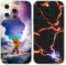 Eouine 2 Pack Phone Case For iPhone 12 6.1 inch, Anime Japanese Manga Cartoon Manga Pattern Shockproof Soft Aesthetics Design Full lens Protection Cover for Children Boy Girl, Black