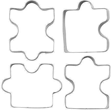 Sreuyong Stainless Steel Fondant Biscuit Cookie Cutter Cake Pastry Cookie Cutter Puzzle Mold 4 pcs