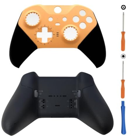 Hzxkqmil Carcasa Delantera y Trasera Carcasa de Repuesto Placa de Cubierta Personalizada Estuche de Cáscara Inferior Accesorios para Xbox Elite Controller Series 2, Naranja + Negro