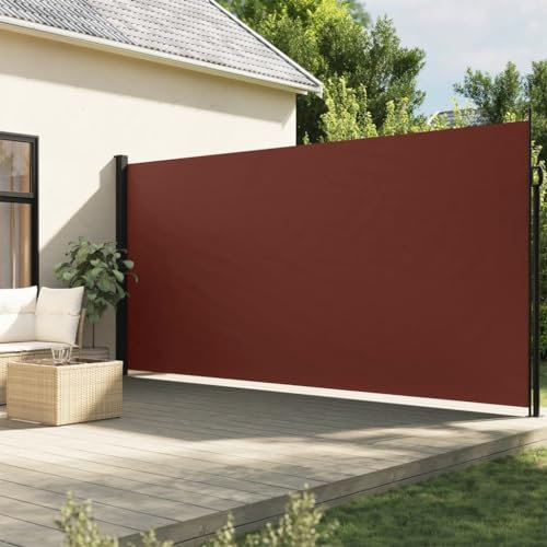 Myheimly Seitenmarkise, Wandmarkise mit PU-Beschichtung, Sichtschutz für Balkon Terrasse Garten, Windschutz Markise, Ausziehbar Polyester Braun,200 x 300 cm