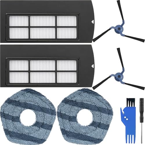 EATBALE 6 Pcs Accessories Kit for Eufy Clean X9 Pro Robot Vacuum Cleaner 2 HEPA Filters, 2 Mop Cloths, 2 Side Brushes Compatible with Sweeping Robot Mopping Pad Edge Brush Replacement Parts