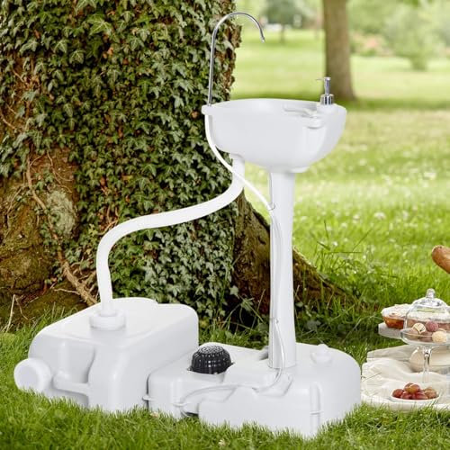 Cplsntaeam Lavandino Portatile da Campeggio con Serbatoio da 17 Litri e Serbatoio delle acque reflue da 24 Litri, Supporto per lavabo con Pompa a Pedale per Esterni, Picnic, Eventi, raduni