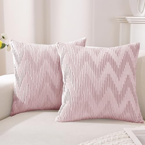 Ystyle 2er Set Samt Kissenbezug 50x50, Kissenbezüge Weiche Solid Dekorative, Kissenhüllen Mit Verstecktem Reißverschluss, Sofakissenbezug Für Sofa Wohnzimmer Schlafzimmer, Pfirsichrosa