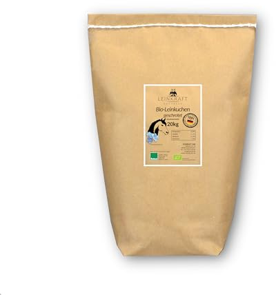 Bio Leinkuchen Granulat 20kg Mash von Leinkraft - Leinkuchen geschrotet für Pferde ohne Zusätze - Deutscher Anbau - hoher Restölgehalt für Haut und Fell - reich an Schleimstoffen für die Verdauung