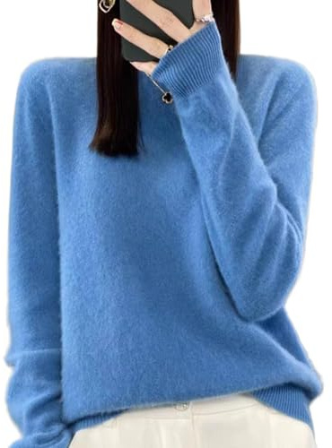 Générique Pulls en Cachemire pour Femmes, Hauts en Laine Douce à Manches Longues et col Montant, Pull en Tricot uni
