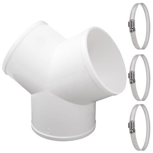 Abluftschlauch Adapter, Y-förmiger Abluftverteiler Lüftungsrohr Verbinder Drei-Wege Rohrverbinder Lüftungsrohr 3 Wege Schlauchadapter Splitter für Schlauch mit 3 Edelstahl Schlauchschelle (10 cm)