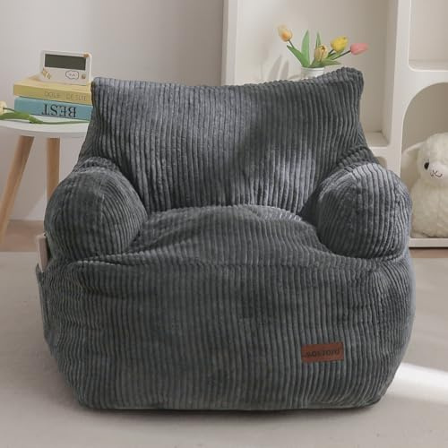 MAXYOYO Sitzsack Kinder Cord, Sitzsäcke mit Füllung Mädchen Jungen, Kinder Sessel Bodenstuhl mit Tasche, Bequemer Bean Bag Sofa für Schlafzimmer, Kinderzimmer, Spielzimmer