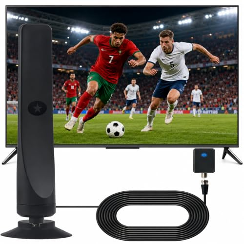 festberg hitenna Digitale TV- Antenne TV Festberg Hitenna HDTV TV Antenne Indoor für Digitale Sender mit Einfachem Anschluss für Fernseher Receiver Wohnmobil und Camping (1 Stück)