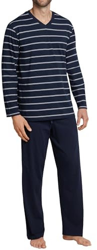 Schiesser Herren Schlafanzug lang - Nightwear Set, Dunkelblau_159622, 5XL