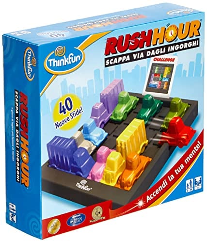 ThinkFun - Rush Hour Gioco Da Tavolo Bambini | Giochi Di Società Per Bambini 8 Anni O Più | +1 Giocatori | Regalo Bambino 8 Anni | Edizione In Italiano | Regalo Natale