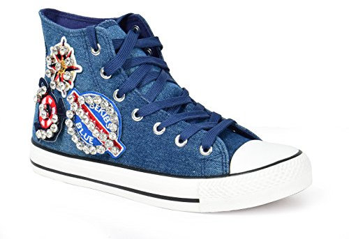 HOL - Sneakers de Lona mujer, color Azul, talla 37 EU
