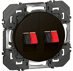 LEGRAND - Prise Murale pour Haut-Parleur dooxie - Permet de Connecter deux Enceintes - Poussette Automatique - Fabriqué En France - Noir