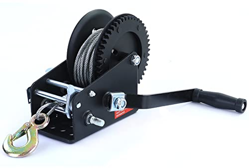 Profi Seilwinde Handwinde mit Drahtseil 1500 kg 10 Meter schwarz