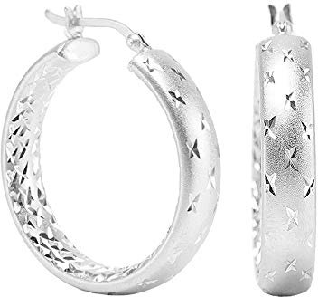 LeCalla Sterling Silber Schmuck Diamant-Schliff Hoop Ohrring für Frauen