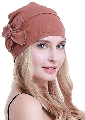 osvyo Baumwolle Chemo-Turbane Kopfbedeckung Beanie Mütze Kappe für Frauen Krebs Patienten Haarausfall ROST ROT