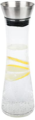 axentia Glaskaraffe, Glas, klar/Silber/schwarz, ca. 1,2 l