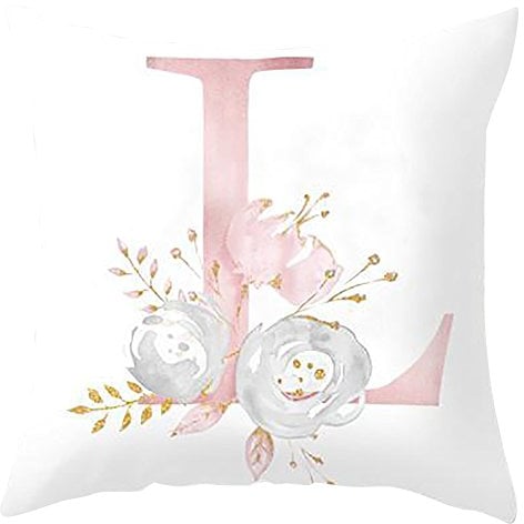 Bluelanss 45x45 cm Kinder Zimmer Name Dekoration 26 Brief A-Z Kissen Englisch Alphabet Polyester Kissen Abdeckung für Sofa Dekoration Blume Kissenbezug Hochzeits Dekoration Kissenbezüge Kissenbezug L