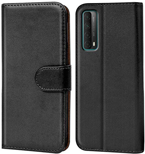 Verco Handyhülle für Huawei P Smart 2021 Hülle, Bookcase Tasche Flipcover für P Smart 2021 Case [Kartenfächer/Aufstellfunktion], Schwarz
