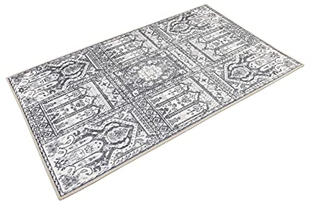 Wecon Home Badteppich, Badematte, rutschfest und Waschbar, Vintage Café (80 x 150 cm, grau)