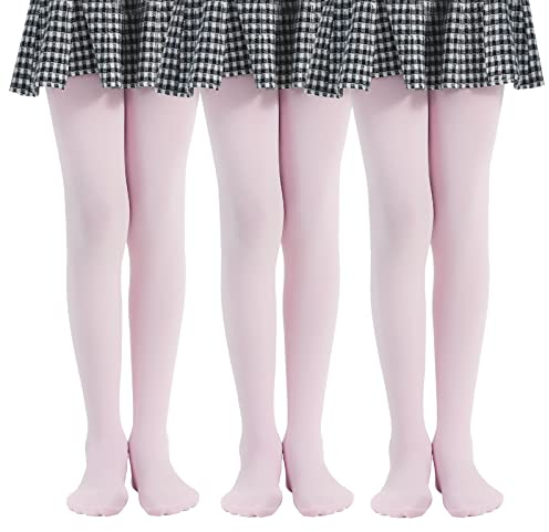 MANZI 3 Paar Kinder Strumpfhose für Mädchen 40 Den Gr.104-165,Rosa,L