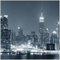 Wallario Glasbild New York Skyline - Schwarz Weiß Blau - 30 x 30 cm Wandbilder Glas in Premium-Qualität: Brillante Farben, freischwebende Optik