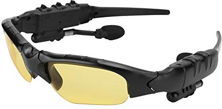 Goshyda Bluetooth Sunglasses Headsets, Wireless Audio MP3 Stereo Sound Playing Music Earphones, Hands free Calling Smart Glasses for Outdoor Cycling(Yellow)