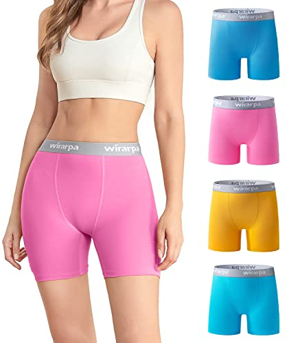 wirarpa Radlerhose Damen Baumwolle Boxershorts Hose unter Kleid Radler Lange Unterhose Mehrfarbig 4er Pack Größe XL