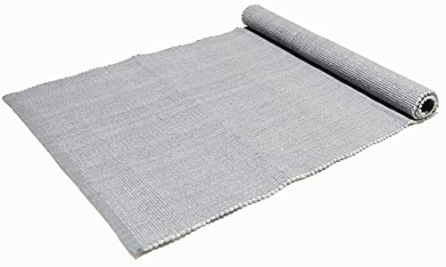 EASY Tappeto Cotone, Lavabile, per Bagno e Cucina, Antiscivolo (55x260cm, Light Grey)