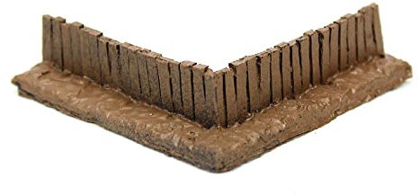 War World Gaming | Wooden Corner Fence | Painted x 4 | 20mm - 28mm Scale Resin Wargaming Tabletop Terrain Scenery