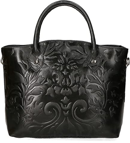 Gave Lux Damenhandtasche mit einem Fach und Schultergurt. Italienisches Handwerksprodukt aus echtem Leder. Hergestellt in Italien GLX2280070FBG-019_BLACK 32x27x13 cm