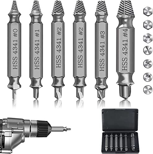 6pcs Stripped Screw Extractor Set Bolt Extractor Set, Security Bit Set Screw Set Tools Set, Rounded Bolt Remover Screw Grab Screw Removal Tool, Easy Out Bolt Extractor Set Damaged Screw Extractor Set