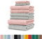 BaSaTex - 8er Pack Handtuch Komplett-Set - Frottee-Handtücher mit Aufhängeschlaufe 4X Handtuch, 2X Duschtuch, 2X Gästetuch - Premium Gästetücher Öko-Tex Standard 100 Zertifiziert - Grau Altrosa