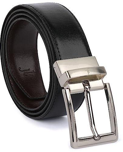 JULIUR LAMONT Premium Gürtel Herren Leder Ledergürtel als Wendegürtel - Wendbarer Herrengürtel als Businessgürtel, Jeansgürtel und Anzuggürtel zweifarbig schwarz und braun - Männer Drehgürtel modern