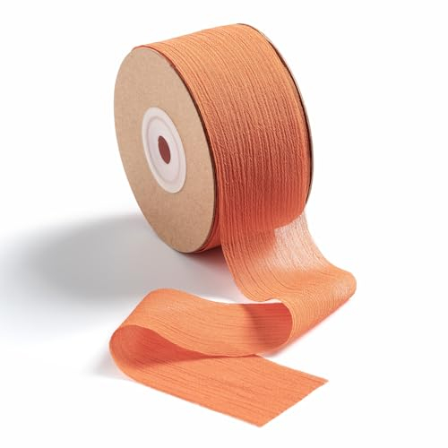 MORSUNBELA Geschenkband Orange Breit Schleifenband Hochzeit Chiffonband Geschenk Dekoband Stoffband für Basteln,Haarschleifen, Brautstrauß,Geburtstag