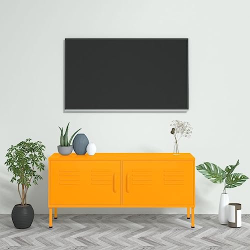 mobile tv,mobile tv soggiorno,mobile porta tv,Mobile TV Giallo Senape 105x35x50 cm in Acciaiomobile soggiorno,mobile per tv,mobiletto tv,