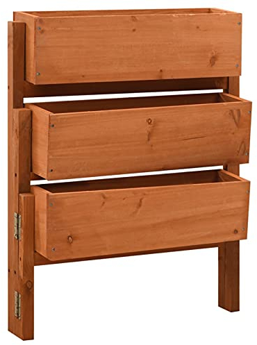 ARKEM Jardinière Pliable de Jardin Orange 60x14x75 cm Bois de Sapin,Jardiniere sur Pieds,Jardiniere Terrasse