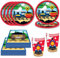 Bikasun Tren Suministros para Fiestas de Cumpleaños, Vajilla Decoración Cumpleaños Tren includ Platos de Fiesta de Tren Servilletas Tazas Tren Vajilla Cumpleaños Decoracion