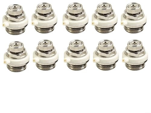 Radiator Valve Air Vent,1/2 BSP Manual Radiator Air Vent Bleed Plug Valve Self Bleeding Automatic Radiator Valve for Bathroom Radiators(10pcs)