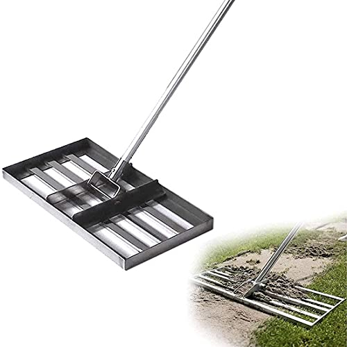 Golf Grass Levelawn mit 43-Zoll-Griff, Rasen-Nivellierrechen, Level-Rechen, Level-Move-Drag-Mopp, Edelstahl-Golf-Garten-Graswaage, Rasen-Nivellierrechen für Garten, Hof, Bauernhof