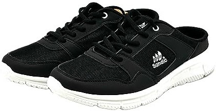 Wildora Damen Herren Hausschuhe atmungsaktive Clogs leichte Pantoffeln (Schwarz, 37)