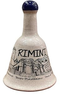 Amarcord La Romagna Glocke aus Keramik Souvenir RIMINI Dekor Blau
