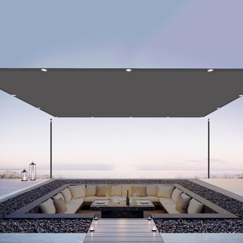 Sonnenschutz Sonnensegel 160 x 400 cm, Rechteckige Markise mit Pu-Beschichtung PES Polyester mit UV Schutz Sonnensegel Balkon mit Ösen Und Befestigungsseile, Anthrazit