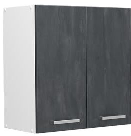 Vicco Hängeschrank R-Line, hängender Küchenschrank, Schwarz Beton/Weiß, 60 cm