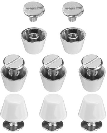 QUARKZMAN Lot de 8 Clous Plats à Tête Plate de 10 mm pour Sacs à Main en Métal, Clous à Vis, Boucle Plate, Bouton, Capuchon, Rivets Coniques, Ensemble d'Outils, Blanc