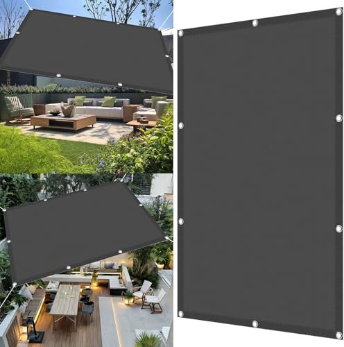 Vela Ombreggiante 100 x 400 cm Impermeabile Tenda da Sole Privacy Protezione UV 98% con Fune e Occhiellato per Patio, Pergola, Cortile, Balcone, Grigio Scuro